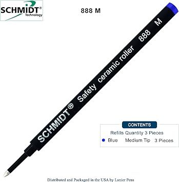 3 Pack - Blue-Schmidt 888 Medium Rollerball Refill