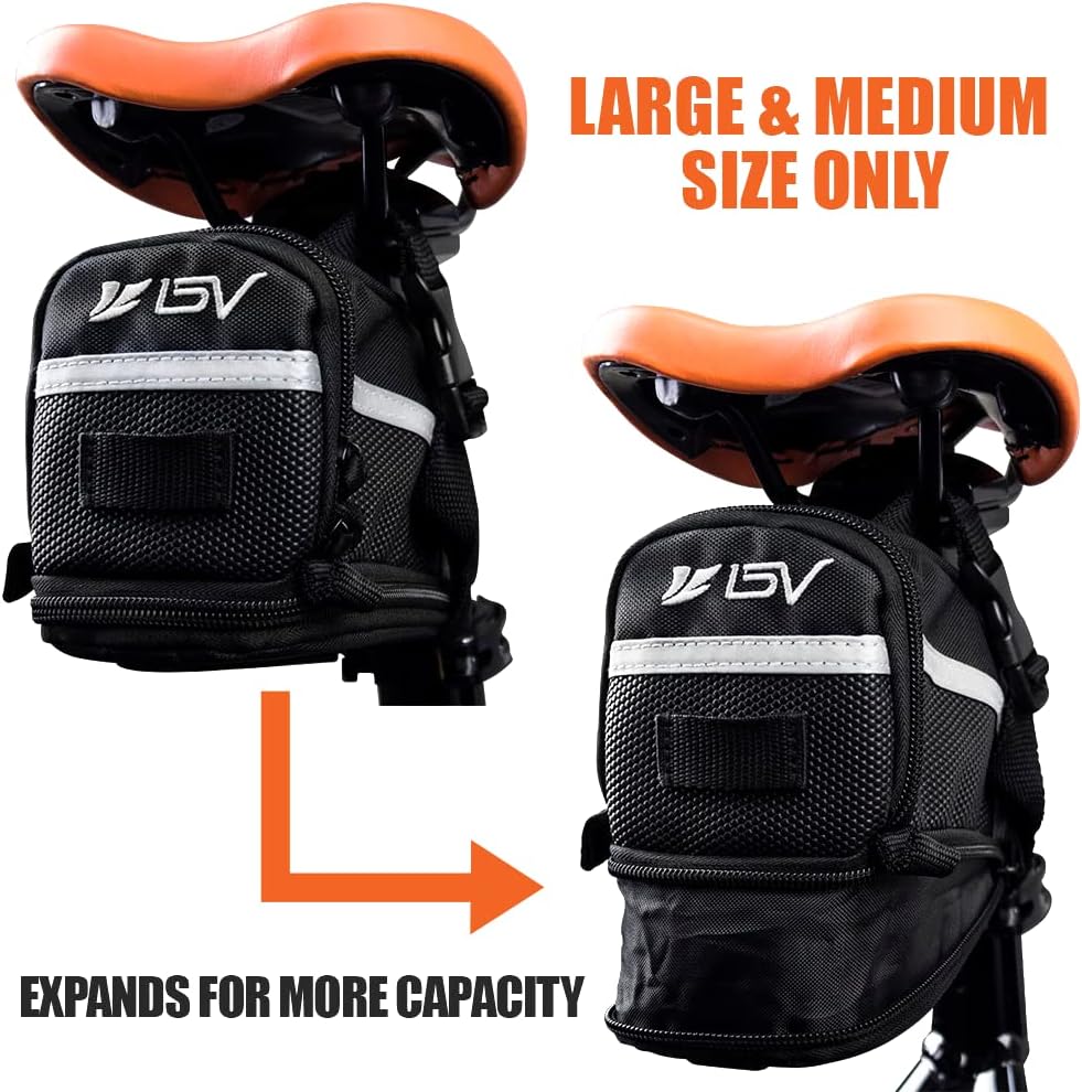 BV Bicycle Strap-On Saddle Bag with perfect Size I With reflective for a Safety ride I Seat Bag, Cycling Bag - Bike Bag for all our essentials, bike bags for bicycles, bicycle bag, bike seat bag