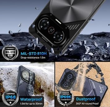 2026 F114 Rugged Phone Unlocked, 28GB RAM 256GB+2TB ROM, 50MP AI Camera,6.67 120Hz HD+ Display,Android 15 CellPhones, IP68/IP69K Waterproof Phone, NFC,Outdoor Gaming Smartphone