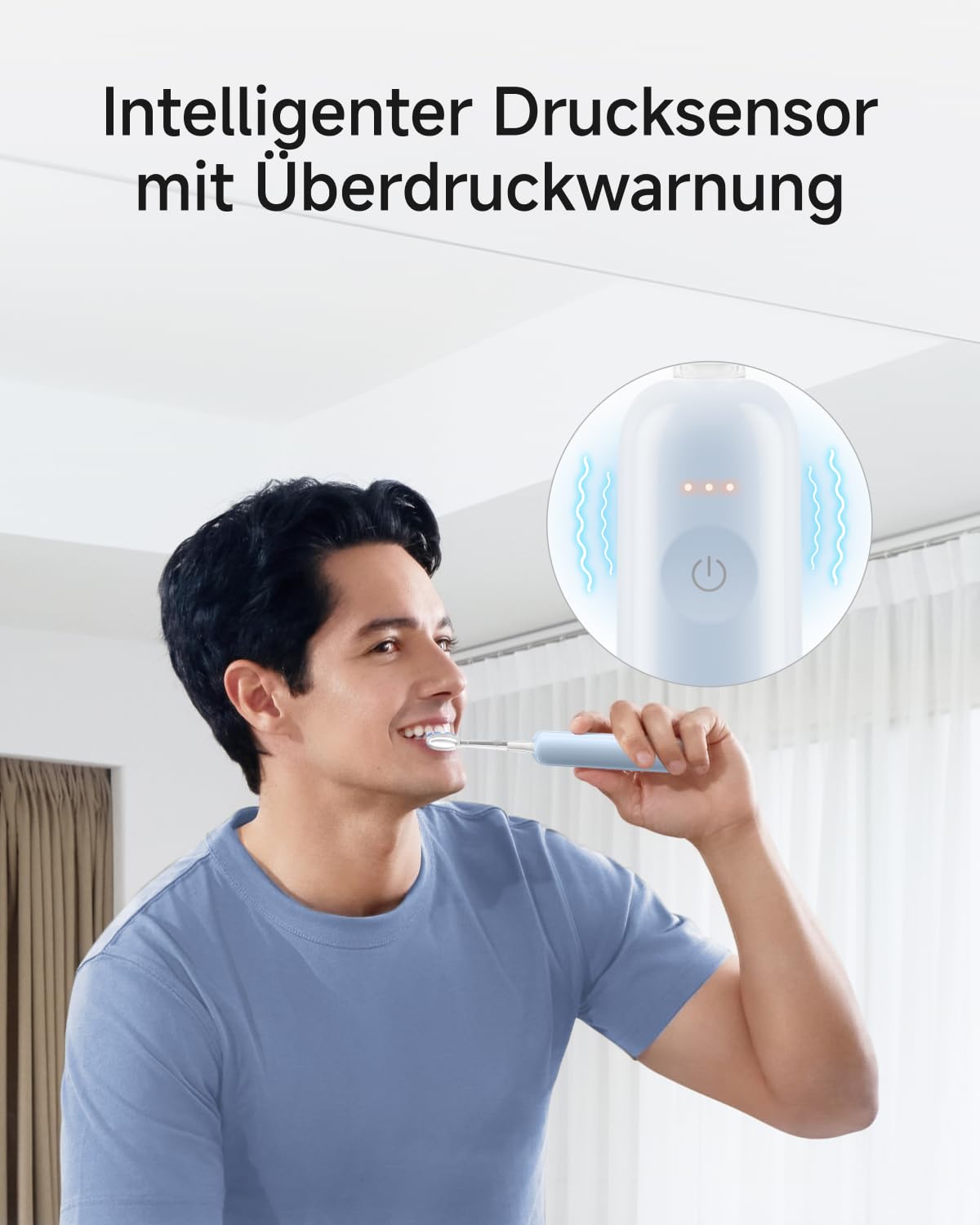 Laifen Wave Pro Elektrische Zahnbürste, 60° WaveMotion, 66.000 Vpm, Blau | 13x Plaque-Entfernung, 70 Tage Akku, smarter Drucksensor, App-Steuerung, 2 Modi mit 3 Stufen, IPX8, 2 Pro-Bürstenköpfe