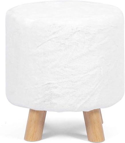 Miniatura 53 de Asense Taburete redondo otomano con reposapiés acolchado de tela, lindo reposapiés otomano con patas de madera antideslizantes, color verde surtido