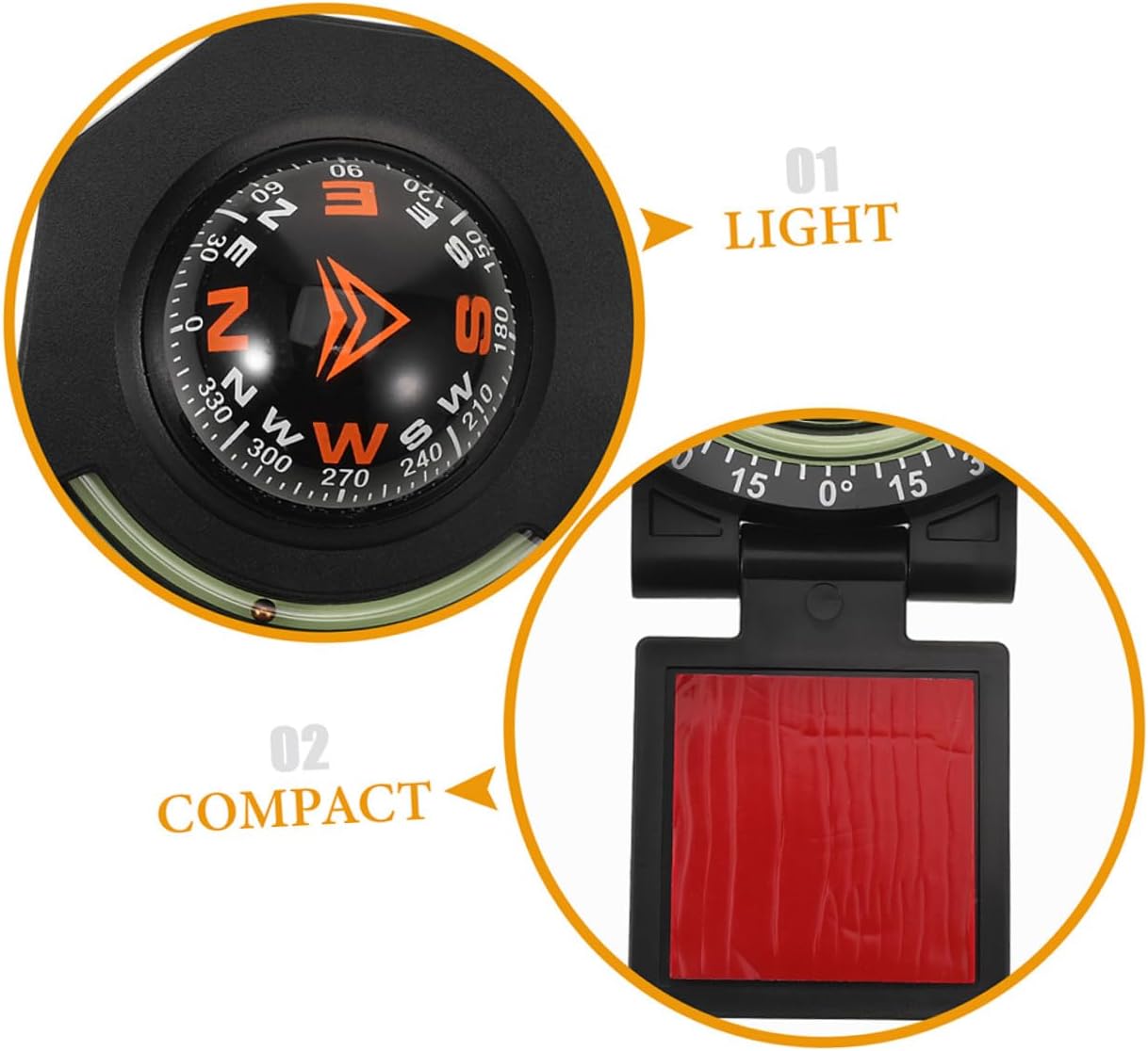 SECFOU 2pcs Car Dashboard Compass with Inclinometer Marine Navigation Dash Mount Auto Vehicle Compass for Automotive and Boat Use