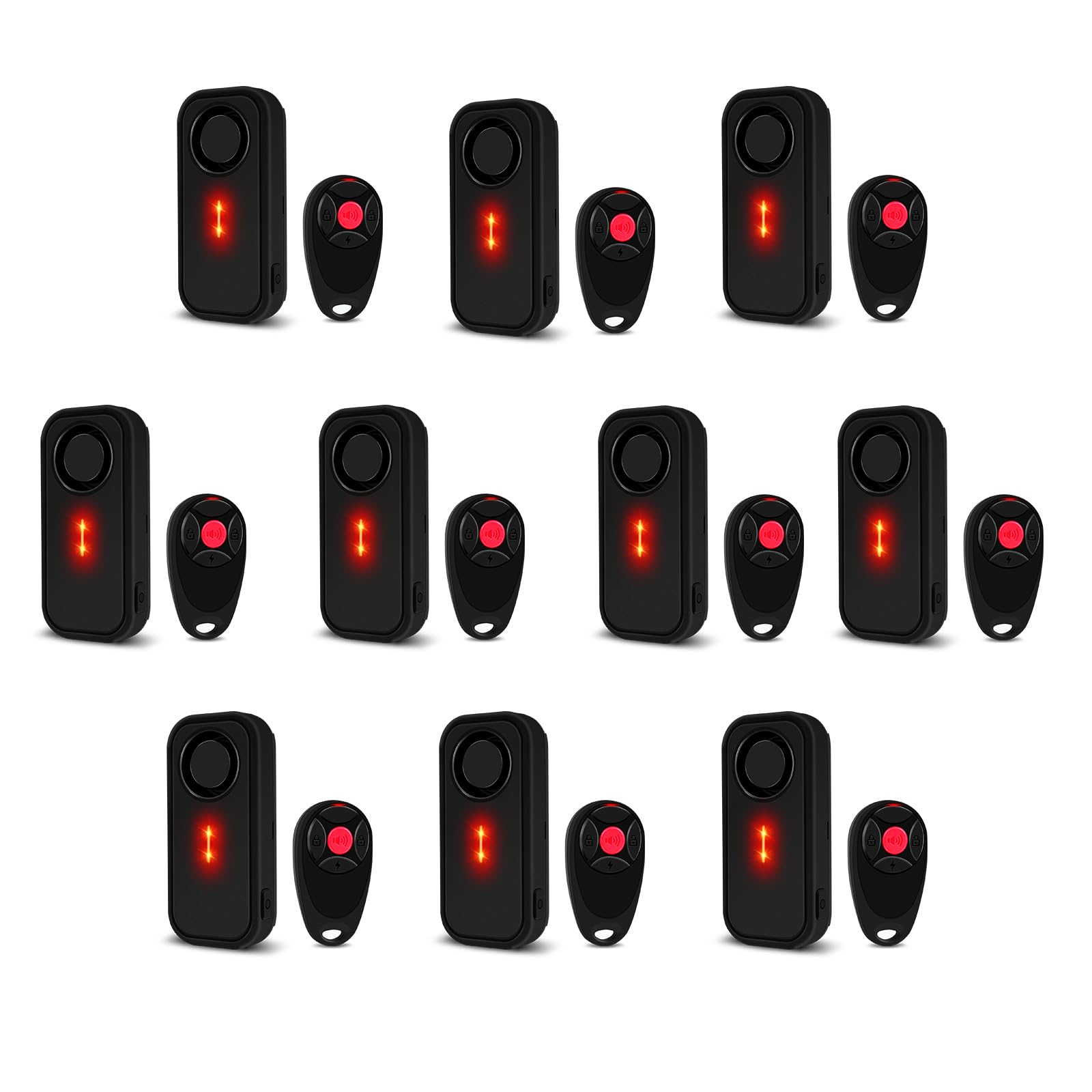 USUPERINK Car Alarm System, 113dB Fake Car Alarm, Motion Alarms for Cars Vehicle Security Alert Automotive Vibration Warning Interior Safety Red LED Light IP66 Waterproof, 10Pcs