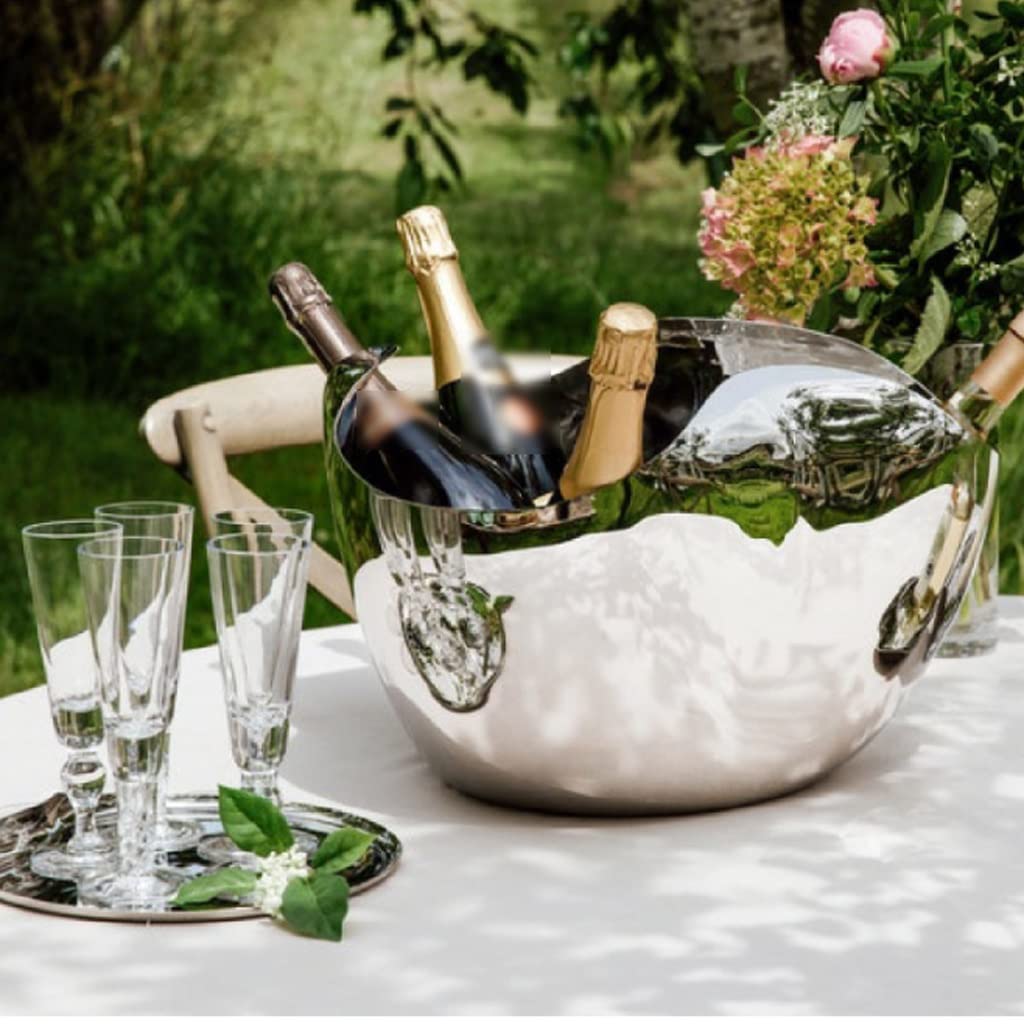 Secchiello per Ghiaccio Benna del ghiaccio Benna grande Capacità Acciaio inossidabile Benna di ghiaccio smerigliato Easy da trasportare Champagne Birra Vino rosso Vino spumante adatto for barre Refrig