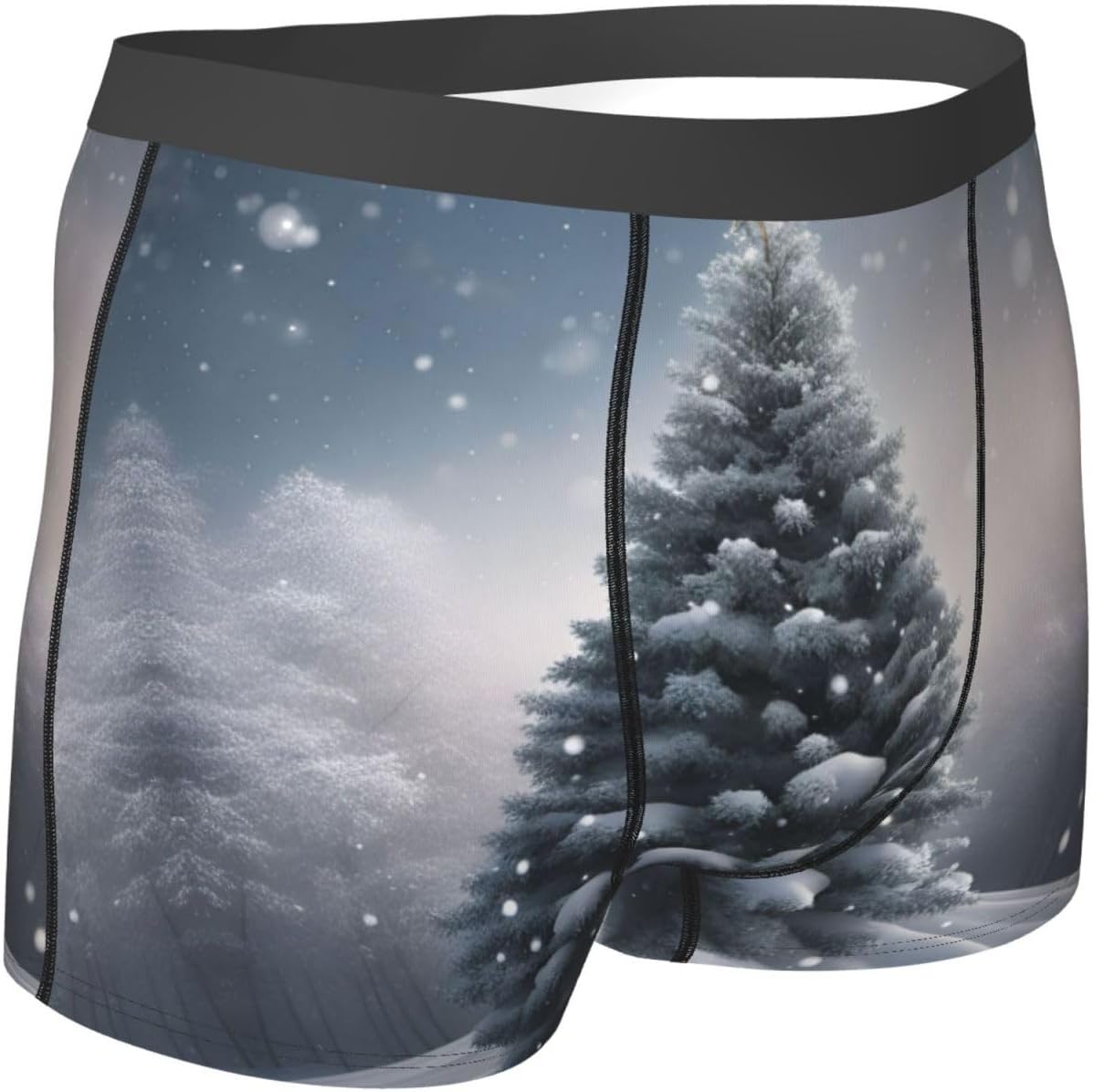 Christmas Tree Snow print Men's boxers, men's stretch leggings shorts Soft breathable boxer underwear