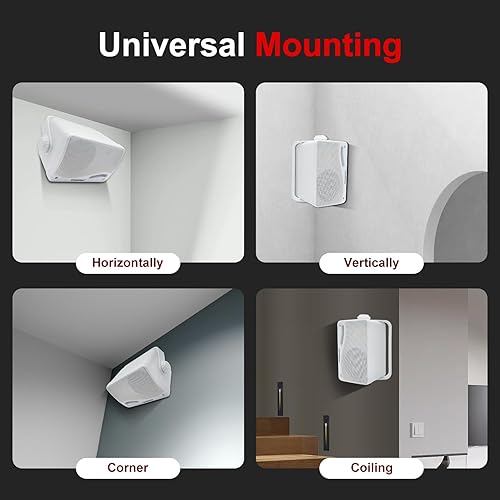 Miniatura 4 de STUDIOFINIX Altavoces Bluetooth para exteriores de 3.5 pulgadas, impermeables, con cable, 3 vías, 200 W, actualización de alta calidad, altavoces de