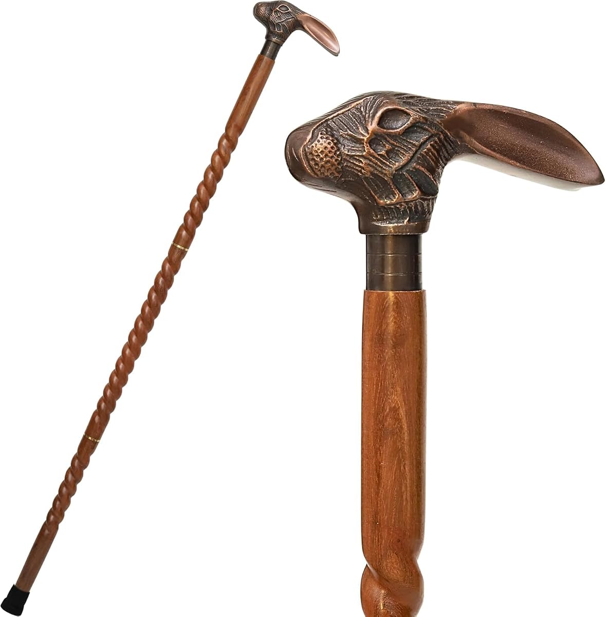 Wooden Walking Cane with Brass Handle – 37 Inch Handcrafted Walking Stick for Men & Women – Vintage Cane