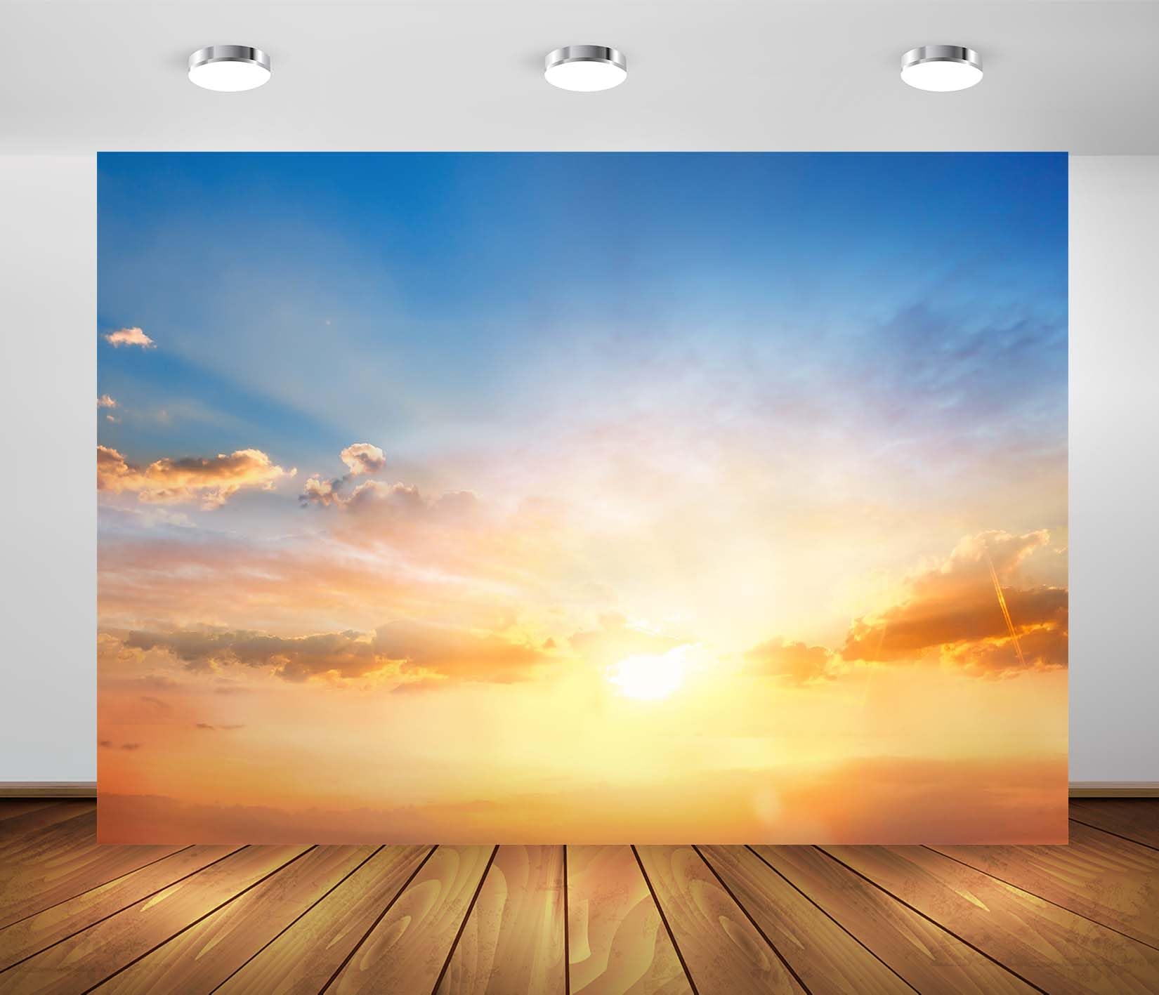 BELECO 3x2.5m Telo Sfondo cielo dorato tramonto nuvole chiare, decorazione universale per fotografie ed eventi sociali