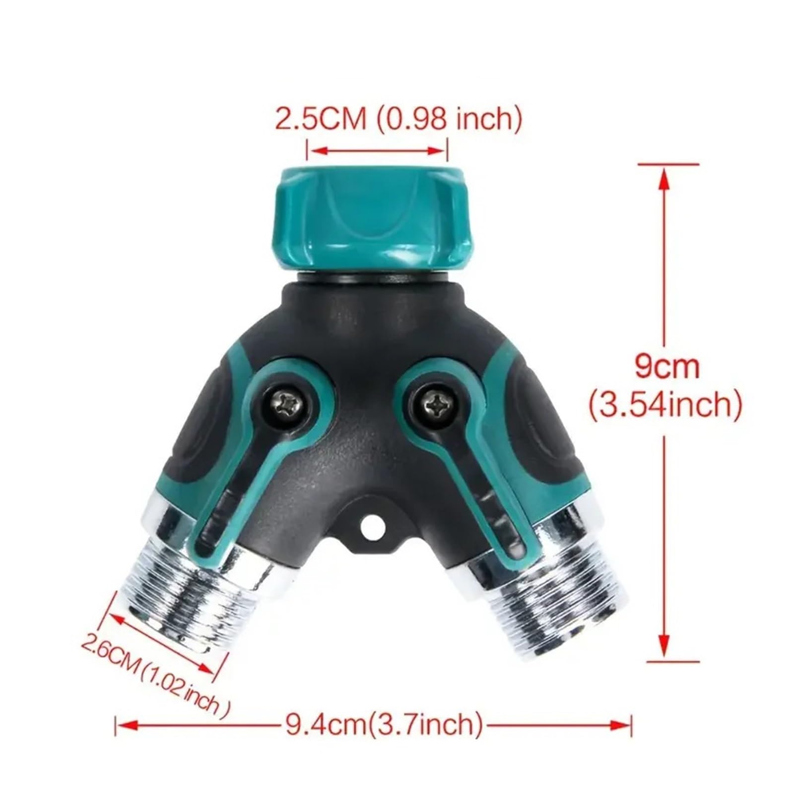 Conector de manguera 4 vías y 2 mangueras, adaptador grifo agua for jardín, válvula cierre Compatible con el hogar, estándar EE. UU., 3/4"(American 4 WAY)