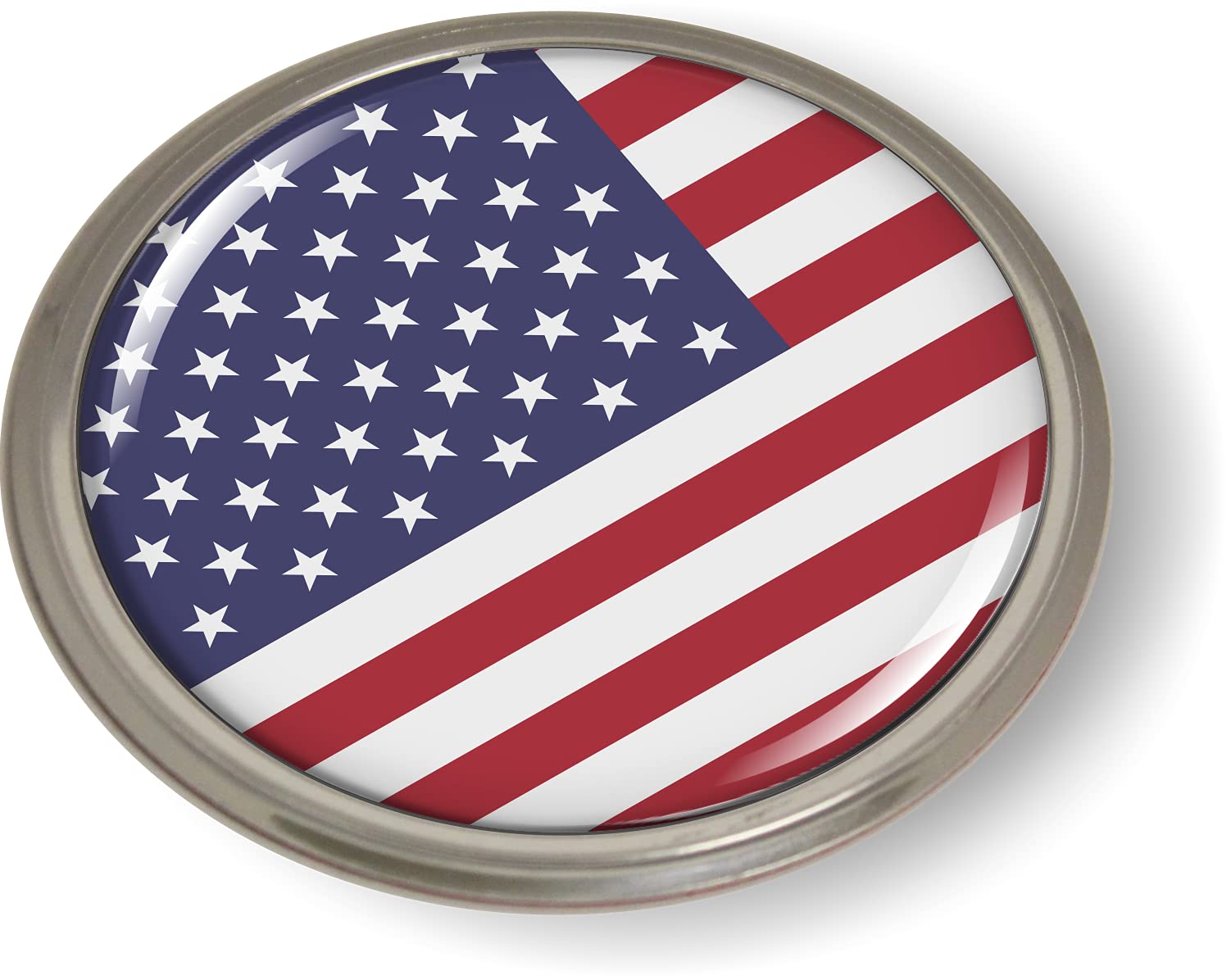 BestLicensePlateFrames American Flag 3D Domed CAR Emblem Badge Sticker Round - Picture 6 of 18