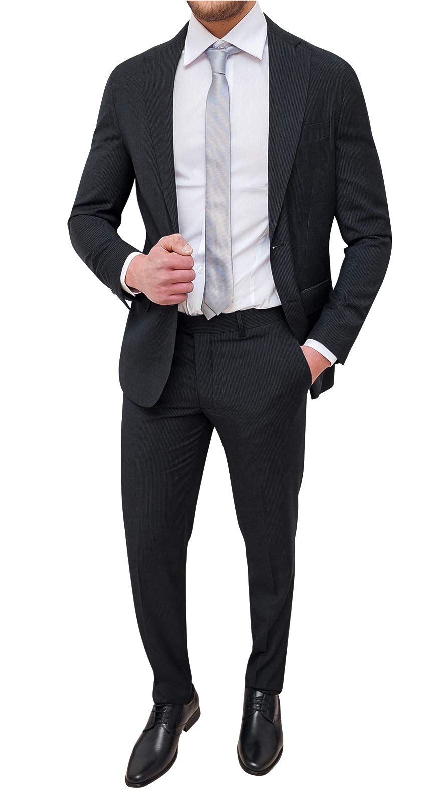 Evoga Abito Completo Uomo Sartoriale a Righe Vestito gessato Elegante Cerimonia
