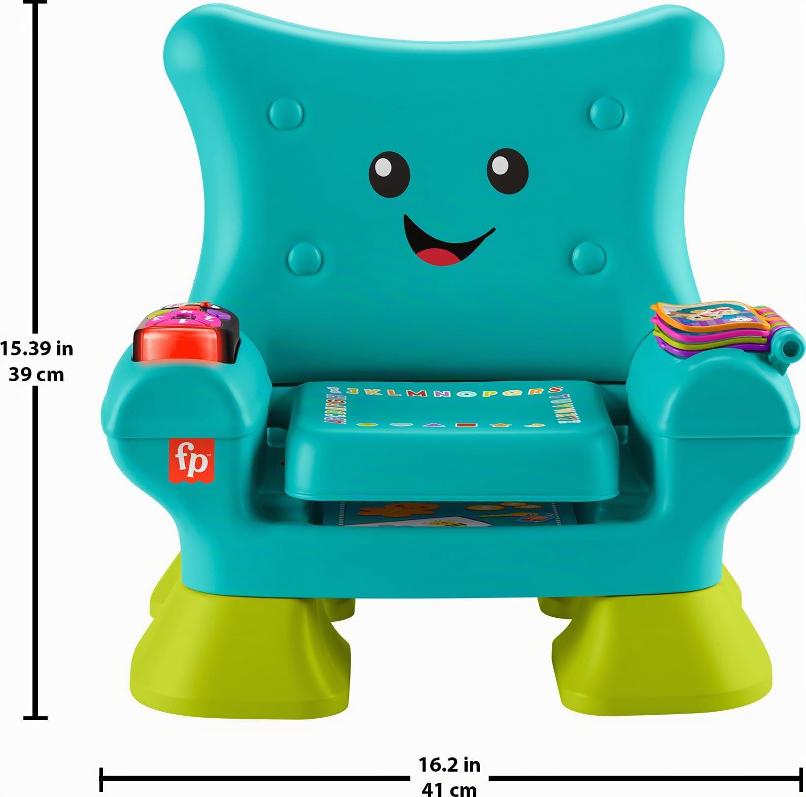 Fisher-Price Laugh & Learn Chaise de scène intelligente avec lumières musicales activités pour tout-petits 1 an bleu sarcelle