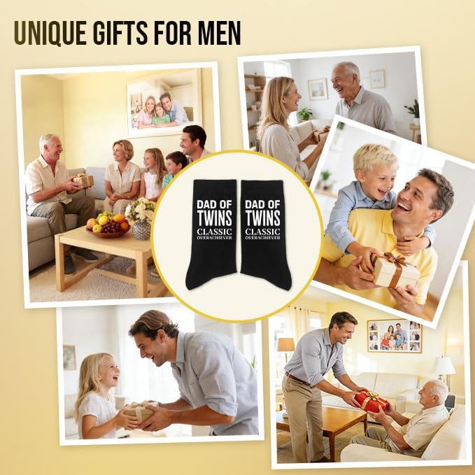 Funny Dad Papa Grandpa Uncle Socks, Crew Socks for Men, Fathers Days Gifts Birthday Gifts for Men