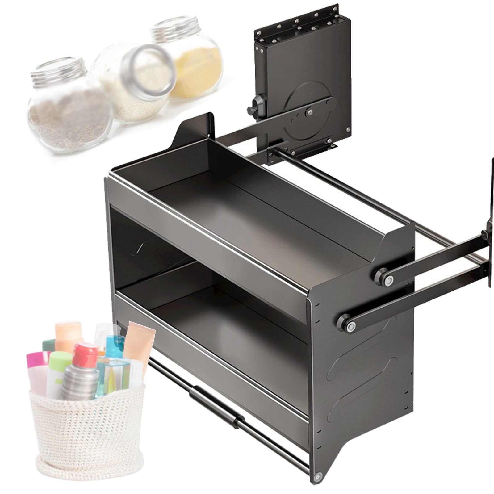 Scaffale estraibile per cucina, organizer per spezie, multifunzione, per casa, bagno, cucina, bar e caffè