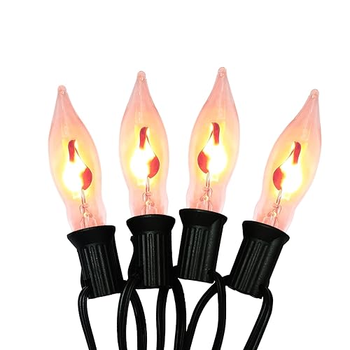 Halloween Flickering Flame String Lights, 10Ft Outdoor Christmas Lights 10