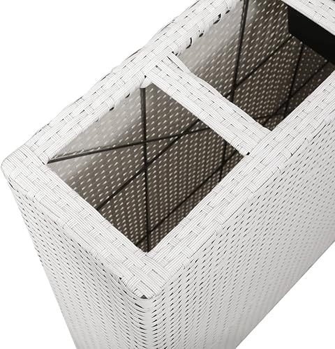 Miniatura 6 de Cama elevada de jardín con 4 macetas, 2 piezas de ratán de polietileno blanco, cama de jardín elevada, macetas al aire libre para jardín de hierbas