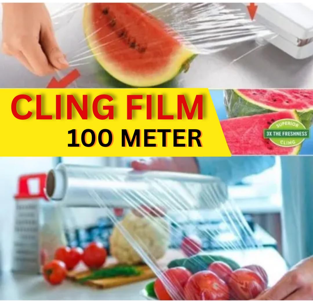 Cling Film Wrap Food Biodegradable Multipurpose Food Wrapper Non-Stick Microwave Safe (Pack of 1, 100m) (B0D8Z2XFHL) Amazon Price History, Amazon Price Tracker