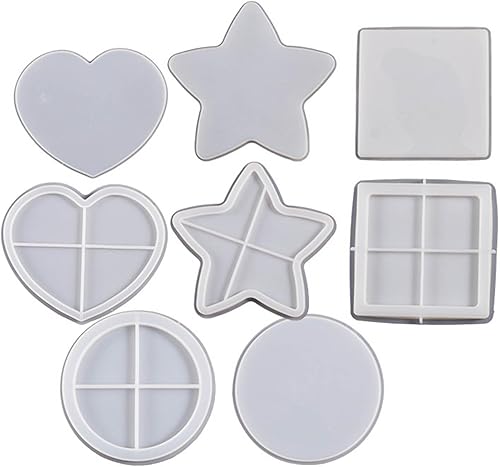 Miniatura 7 de Molde de resina de silicona con forma de corazón de estrella redonda, coctelera de epoxi, marco de arena movediza, molde de fundición de resina,