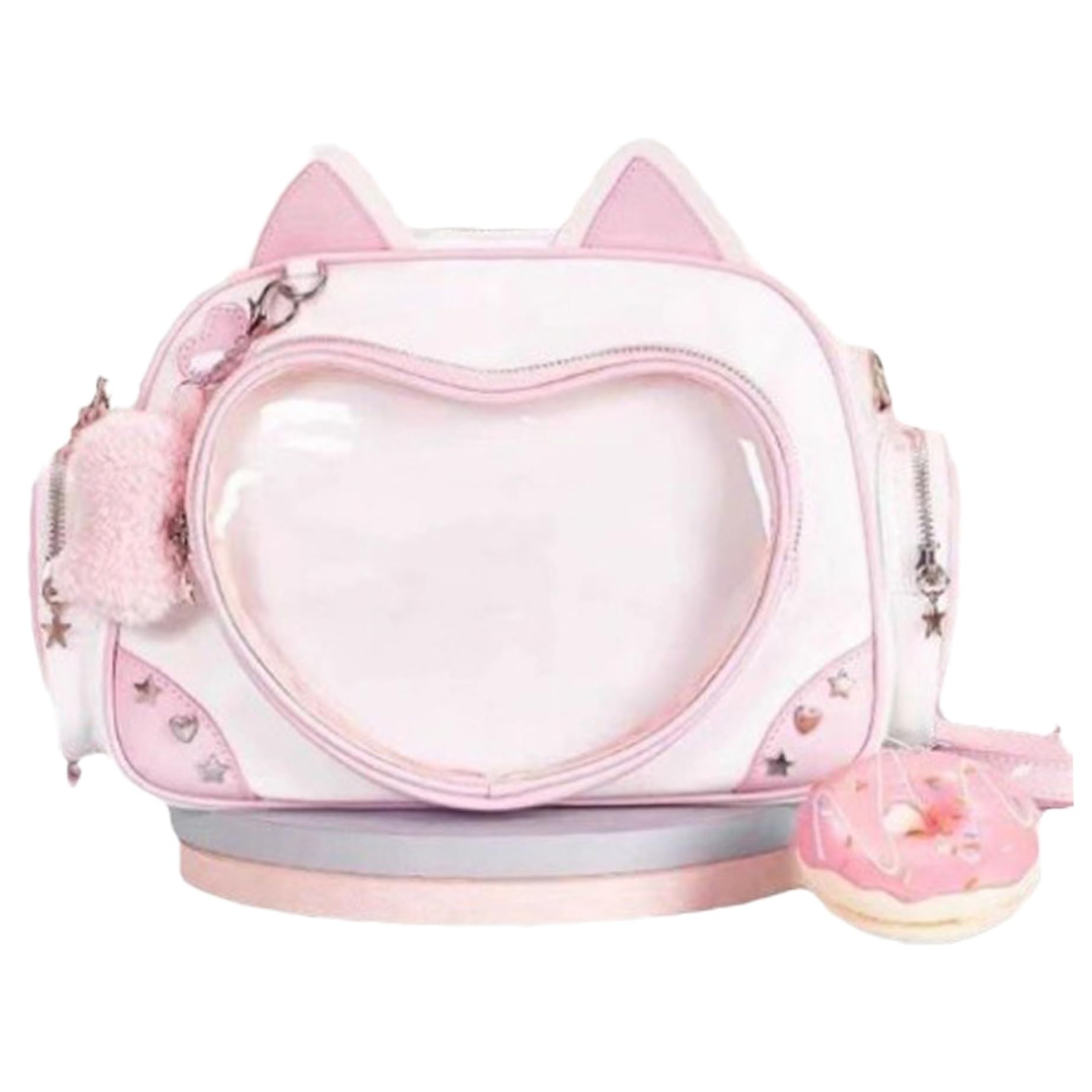 Grtheenumb Cute Ita Bag|Cat Ita Bag, Kawaii Cat Backpack with Adjustable Straps Shaped Pin Display Y2k Cute Handbag for Girls Pink