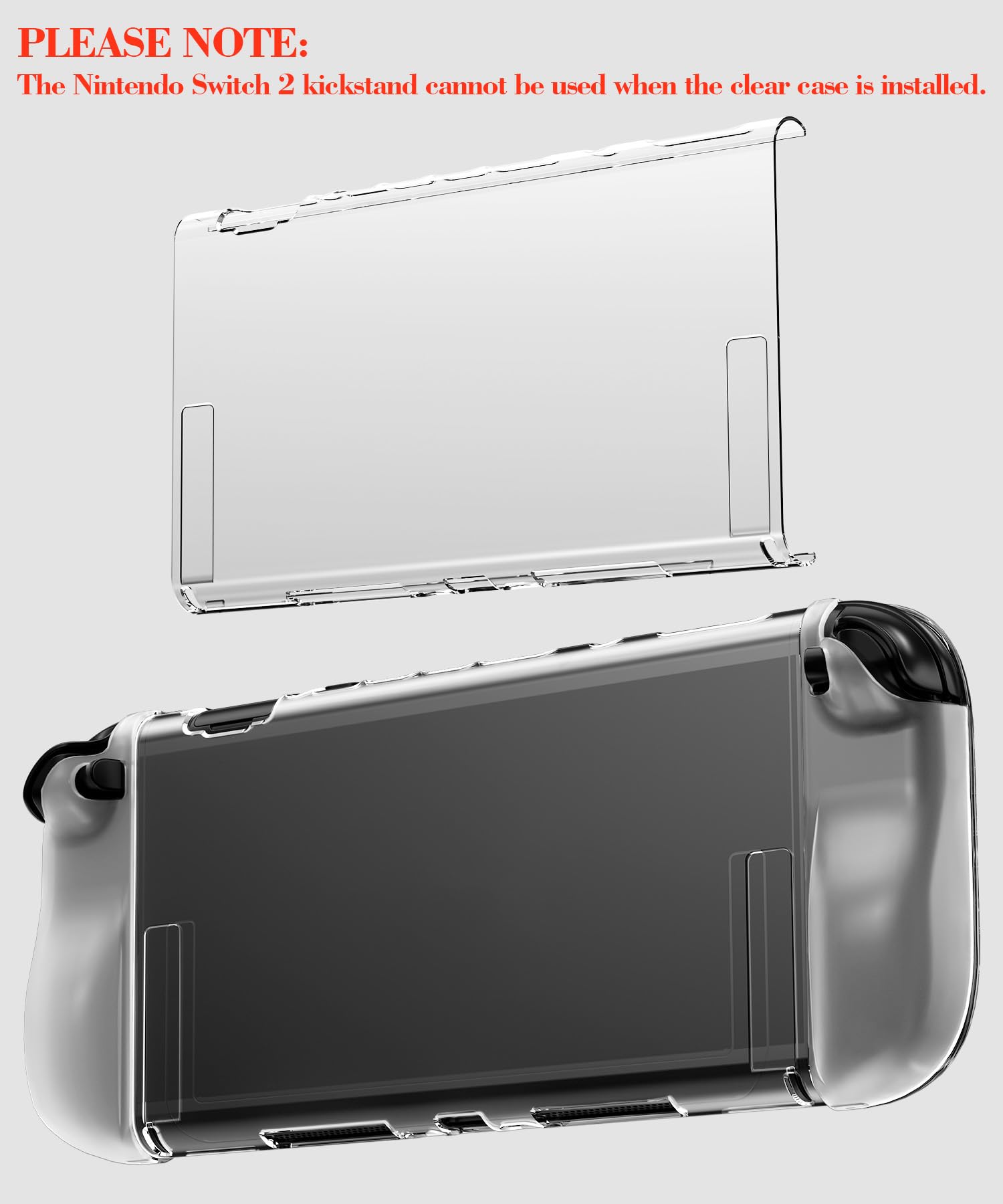 Teyomi Transparent Hülle Kompatibel mit Nintendo Switch 2, Case für Nintendo Switch 2, Hard PC Dockable Schutzhülle für Switch 2 and Soft TPU Joy-Con Griff Cover, 8 Stück Joystick Kappen (Clear)