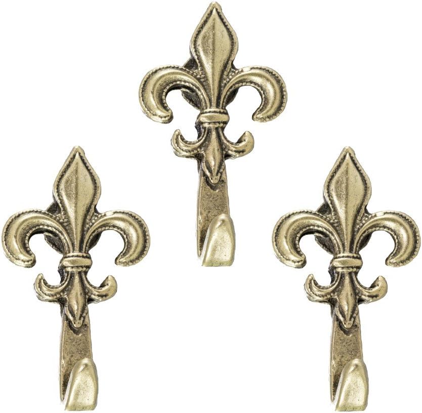 Fleur De Lis Magnet Decorative Hooks, 3 pc Set, Silver