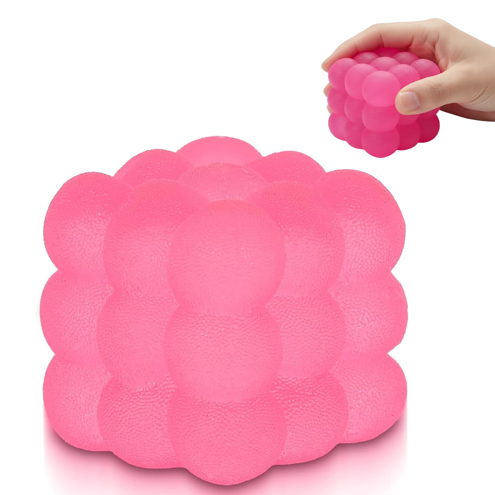 Squishy Cube,Frosted Ice Cube Squishy,Portable Stress Relief Cubes Fidget Toy,Soft Sensory Squeeze Toys for Anxiety and Focus,Soft Touch Squeeze Cubes for Adults Teens Office School(Pink)