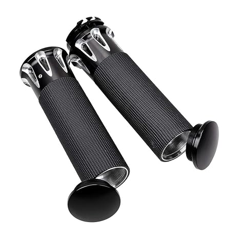 2PCS Motorcycle 1 Handlebar Control Switches with Wiring Harness + 2X Rubber Hand Grips for 1996-2012 Harley Softail Dyna Sportster V-Rod 12V - Black Kit