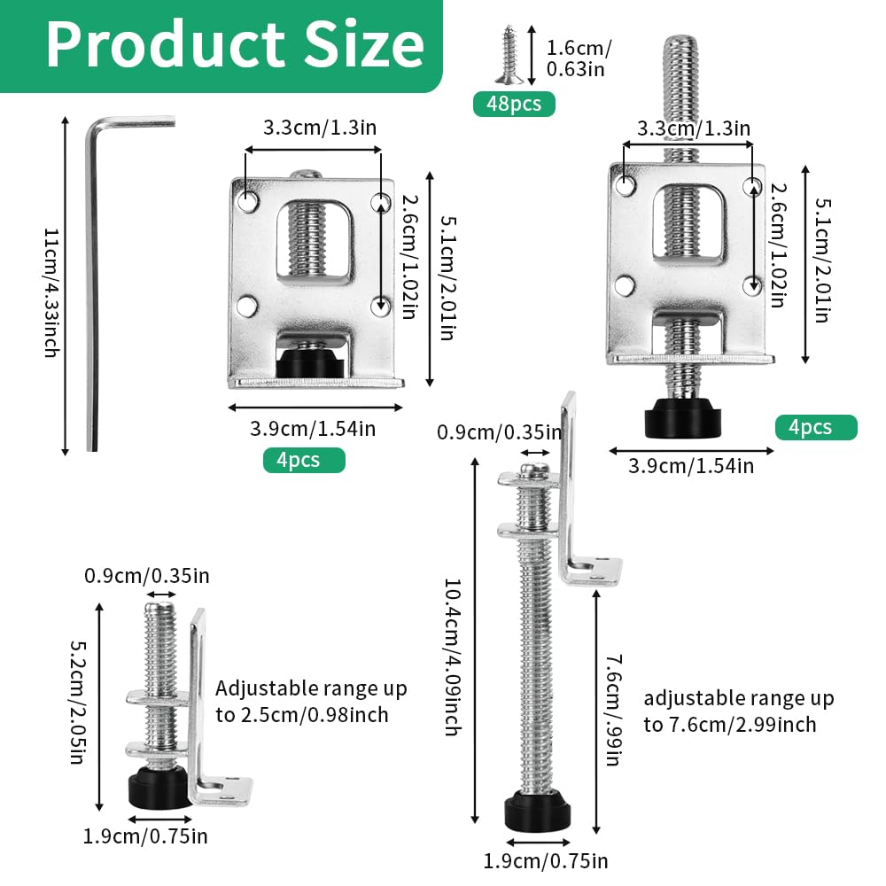 YBCCBY 8 PCS M10 Heavy Duty Leveling Feet 58/108 mm Adjustable Furniture Leveler Feet Height Adjustable Feet with 48 Small Screws - Image 2