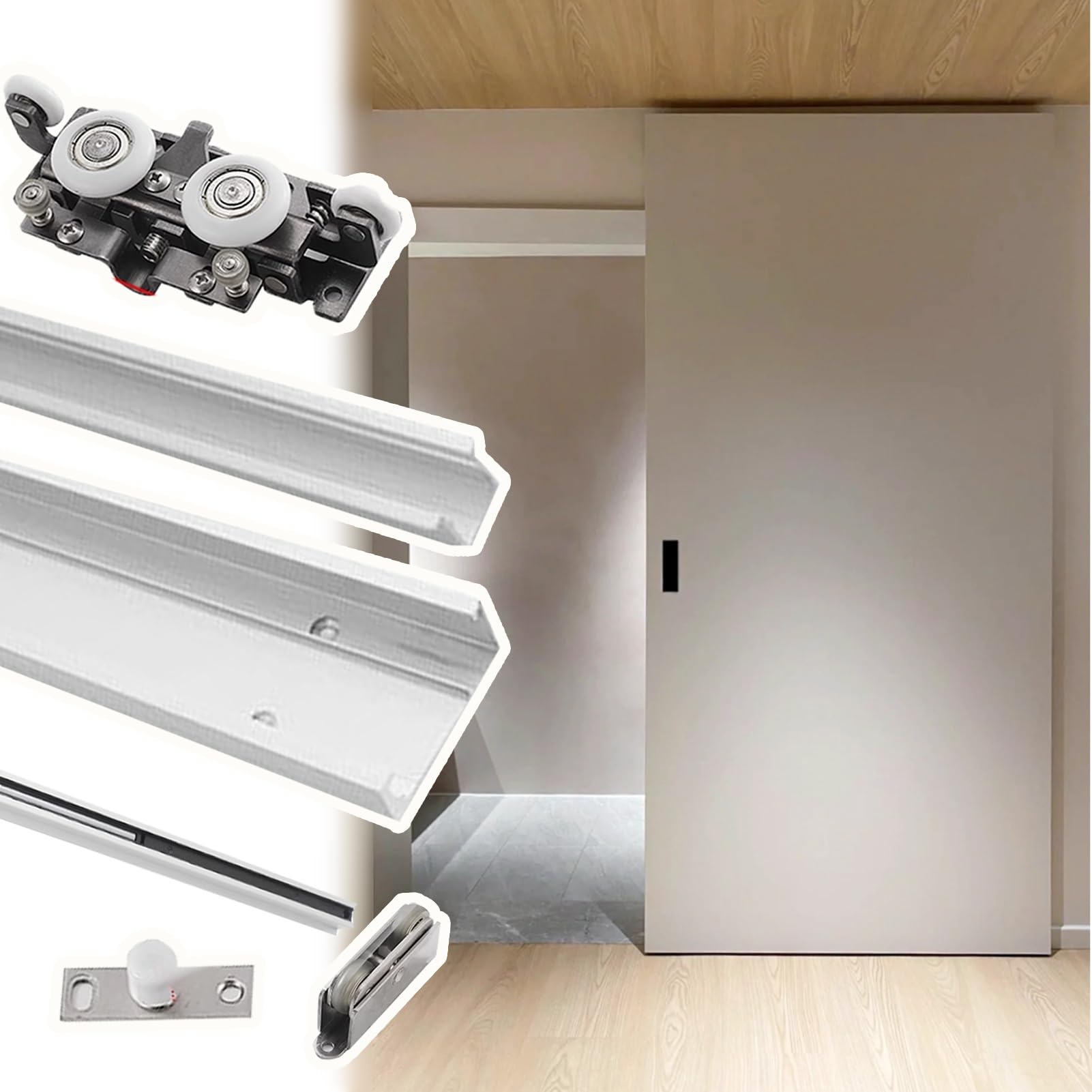 Kit de rails invisibles pour portes coulissantes de 117cm de long