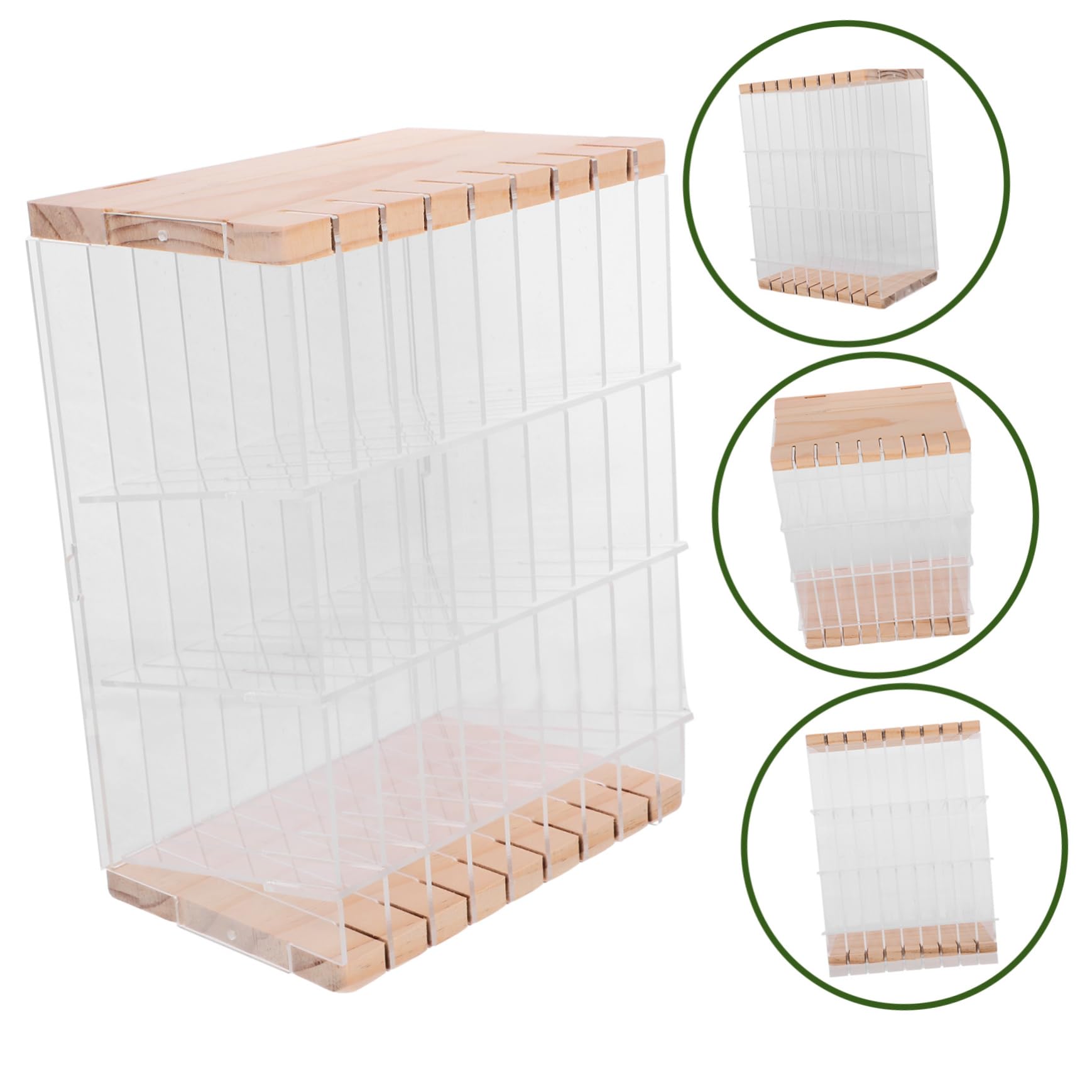 LALAFINA Multifunktionaler Stiftehalter 108 Stifte aus Acryl und Holz mit Fächern Je Regal Sicher Abgerundete Kanten für Schreibtisch und Büro