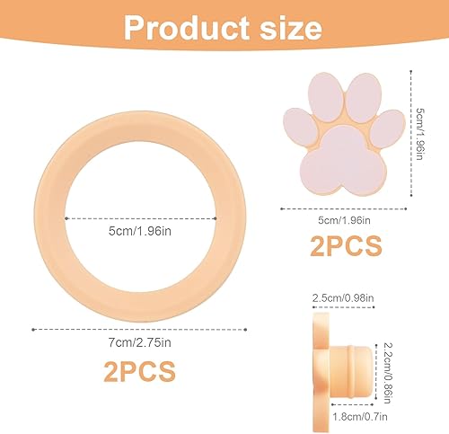 Miniatura 2 de Enchufe y soporte de silicona para juguete de golosinas para perros, 2 tapones de patas y 2 soportes redondos de silicona para juguetes de perro