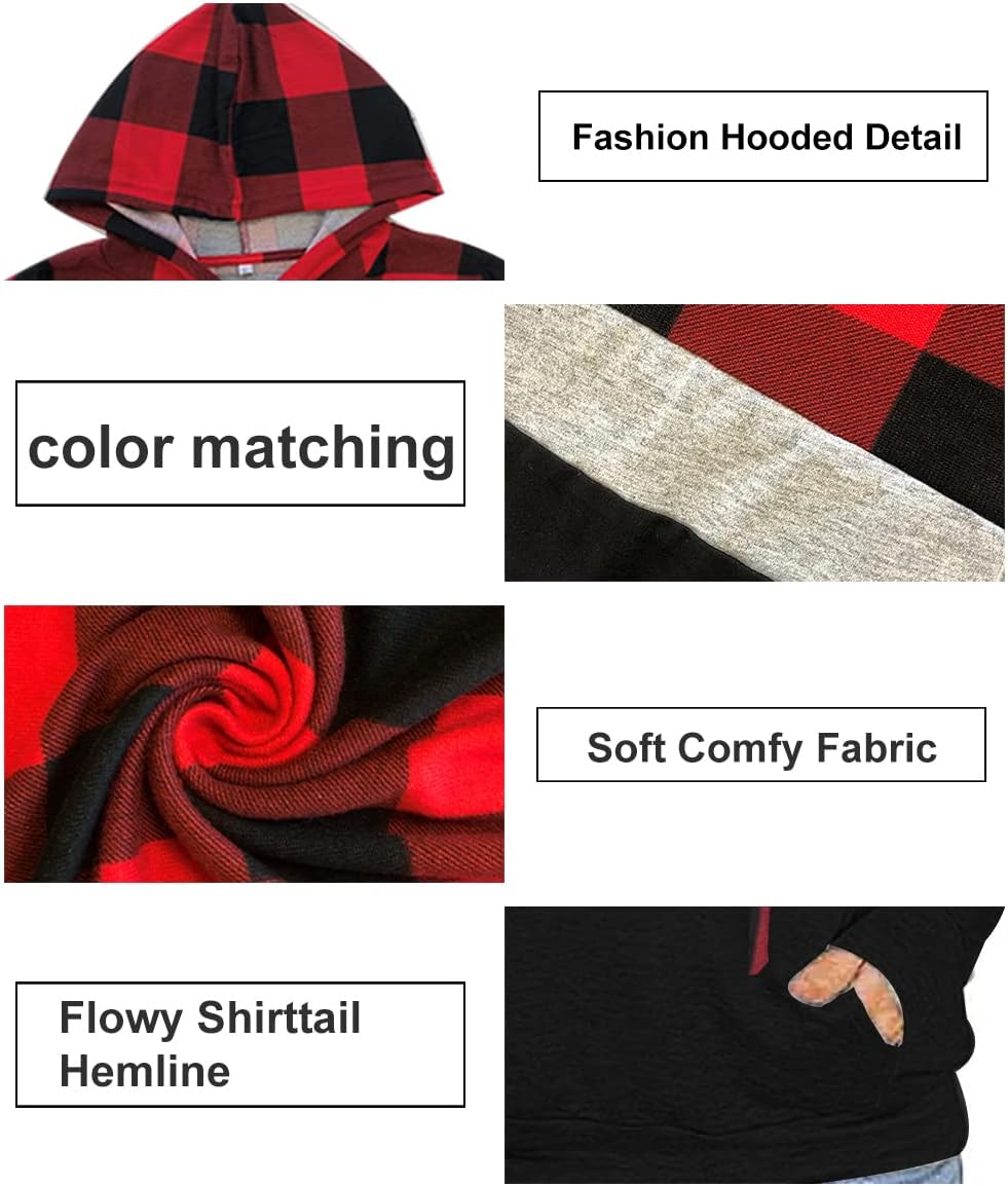 TIYOMI Plus Size Hoodies for Women Color Block Tops Drawstring Hooded Tunic Blouses Pullover T Shirts - Image 5