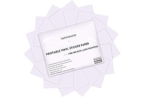 JANDJPACKAGING Printable Vinyl Sticker Paper - Waterproof Printable Permanent Vinyl for Inkjet...