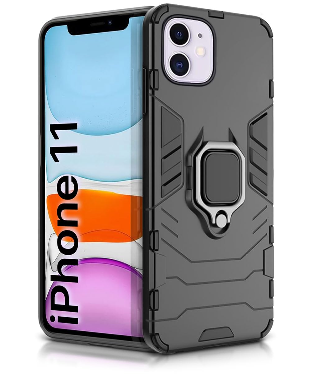 WOW IMAGINE Shock Proof Back Case Mobile Cover for Apple iPhone 11 (6.1-inch) (Armor | Hybrid PC + TPU | Full Protection with Ring Holder Kickstand | Carbon Black) (B08TTVR8SZ) Amazon Price History, Amazon Price Tracker
