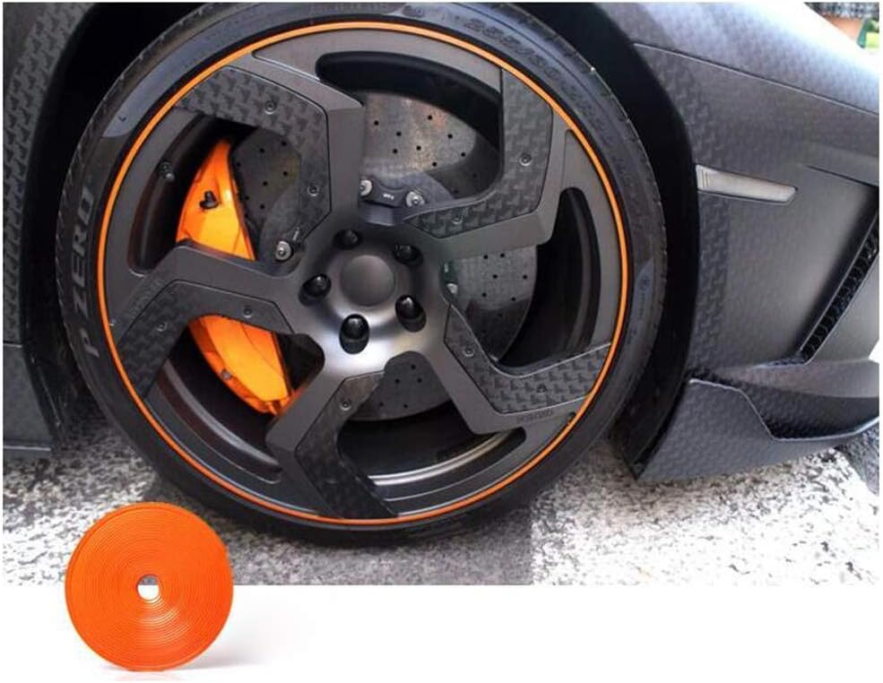 OnWheel Car Universal Alloy Wheel Hub Rim Ring Tyre Guard Edge Protector Beading Sticker Decorative Strip in Orange Color