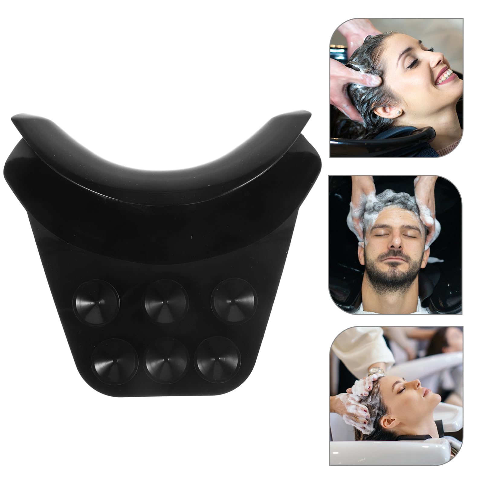 3 Stück Kopf wasch Kissen nackenstützkissen Nackenkissen Nackenstütze aus Silikon Nackenstütze mit Saugnapf Nackenstütze für Haarwaschbecken Kieselgel Black