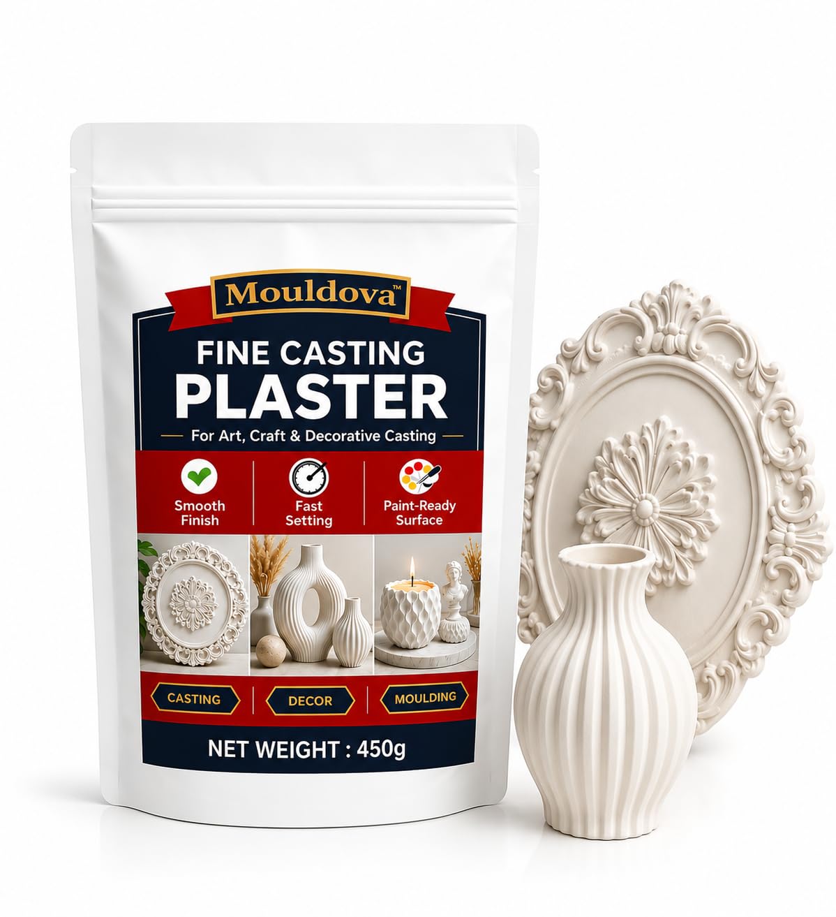 Crafting & Casting Plaster Powder 450g (Premium Plaster of Paris Alternative) for Idol Making, Moulding & Art Craft | Smooth Finish, Fast Setting, Paint-Ready Surface (450)-image-30