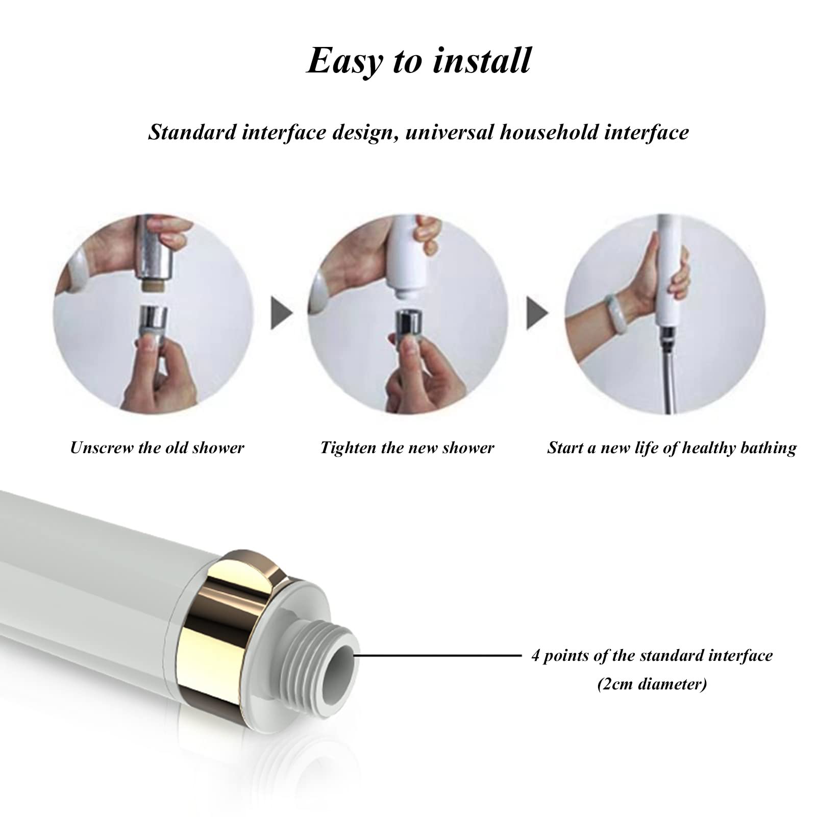 Handheld Shower Head with High Pressure, Rainfall Showerhead with Filter for Dry Skin and Hair