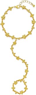 Gold Hand Chain Bracelet for Women 18K Gold Plated Adjustable Hand Haram with Charm(B2)