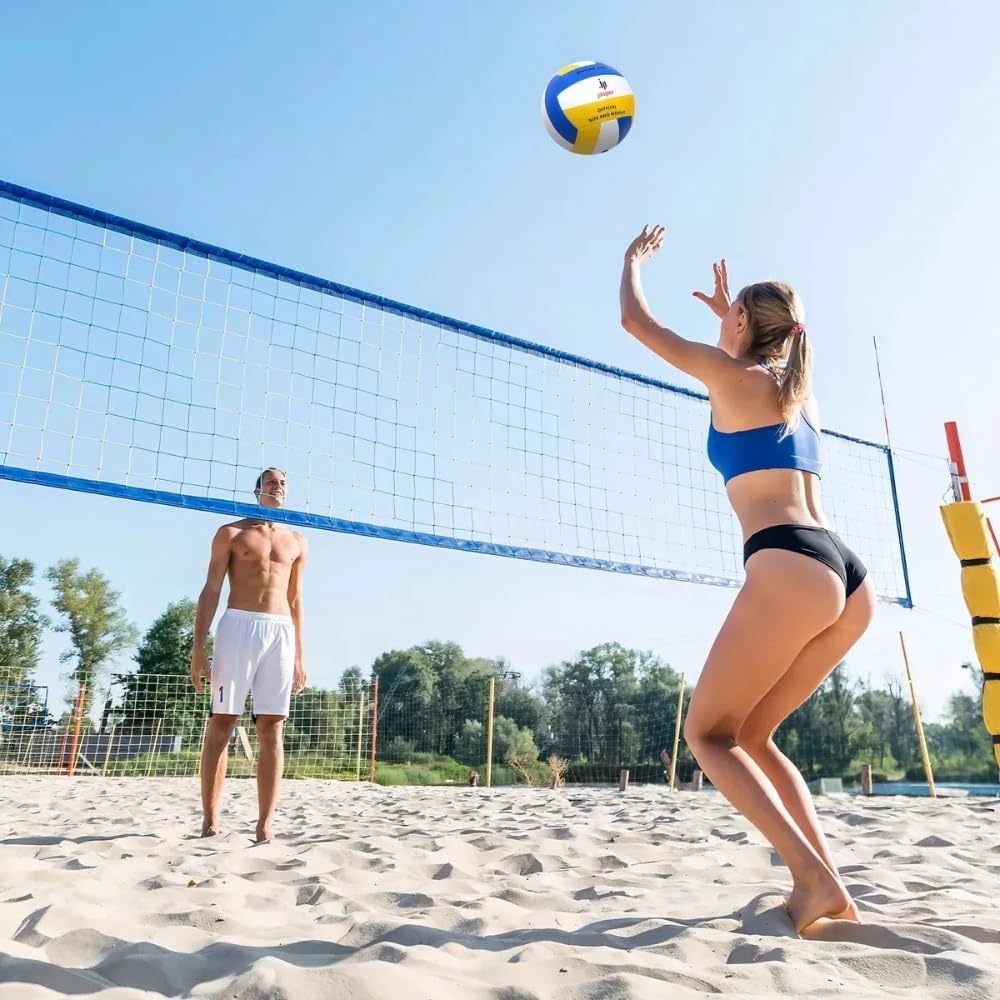 Bola de Vôlei para Quadra e Praia com Bomba de Ar – Tamanho Oficial – Ideal para Treino, Jogo e Recreação