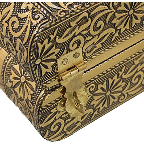 DRW Schmuckschatulle in Form eines Metallbuchs mit Spiegel in Gold, 23 x 19 x 9 cm