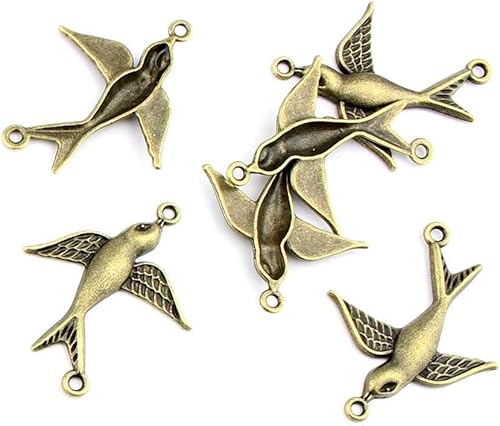 Bisutería bronce antiguo colgantes fl2648 pájaro conector Craft un montón reparación suministros