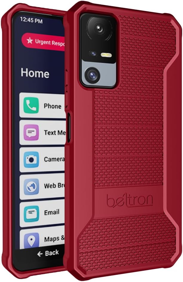 BELTRON Phone Case for Jitterbug Smart 4, Slim Industrial Strength Protective Grip Case with Reinforced Technology for TCL 40XL / Lively Jitterbug Smart4 (Red)