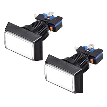 uxcell Game Push Button 49x33 Rectangle 12V LED Illuminated Push Button Switch with Micro Switch for Arcade Video Games White 2pcs