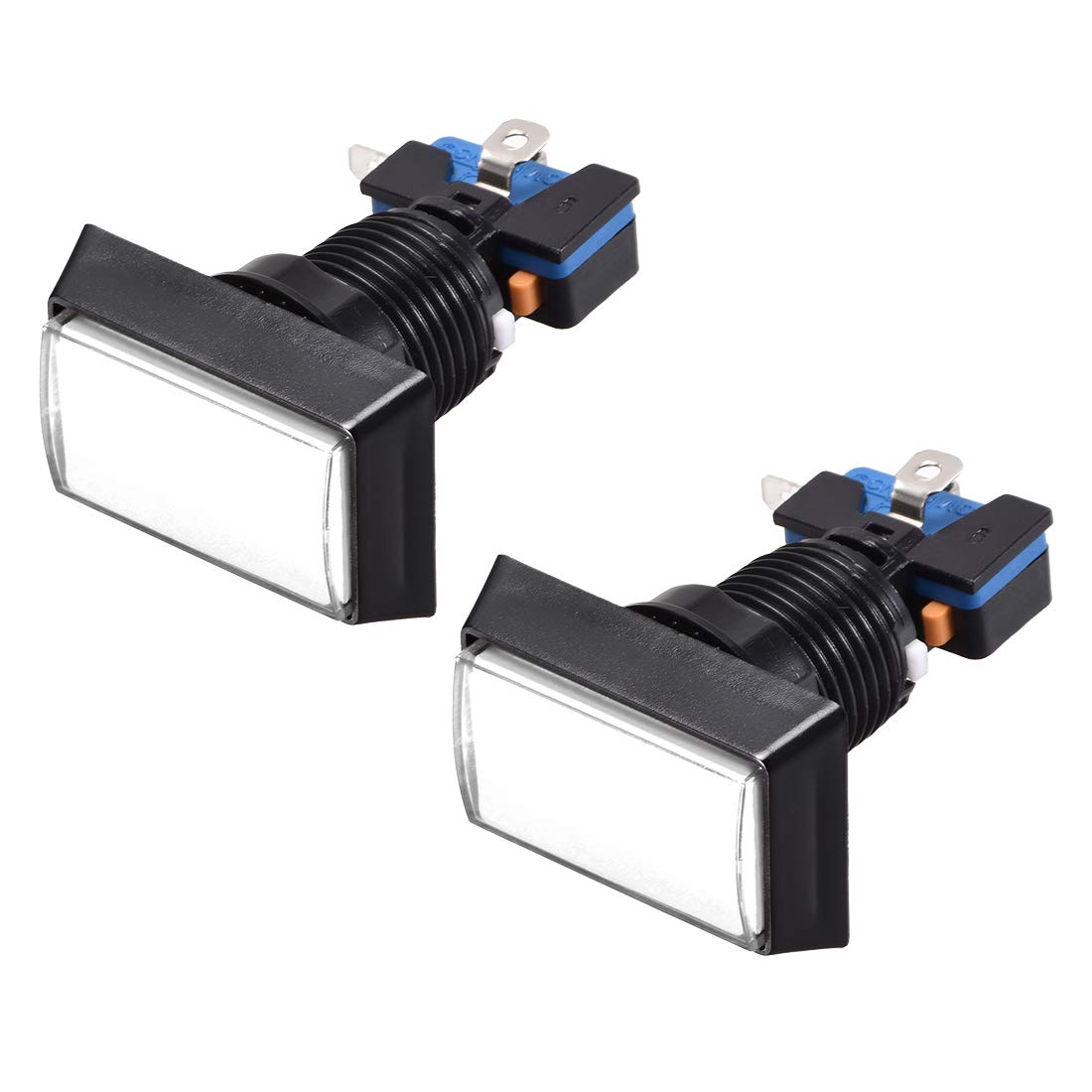 uxcell Game Push Button 49x33 Rectangle 12V LED Illuminated Push Button Switch with Micro Switch for Arcade Video Games White 2pcs-picture-14
