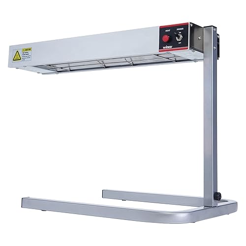 Winco ESH-1, 24'''L x 6'W x 2-12"H Aluminio 120V60Hz, 500W, 4.2A Tira de calefacción eléctrica con soporte, calentador de alimentos, platos