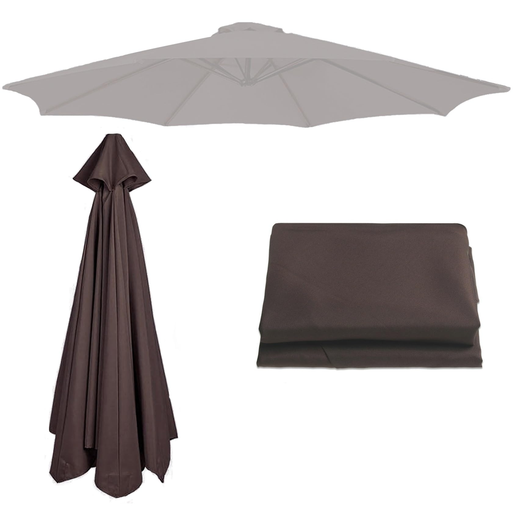 Patio Umbrella Replacement Canopy || 200cm-6 Arms 2.7m-6 Arms 2.7m-8 Arms 300cm-6 Arms 300cm-8 Arms || Parasol Replacement Cloth Canopy Cover For Backyard Pool Umbrella Cantilever Parasol(Color:Brown, — image 1