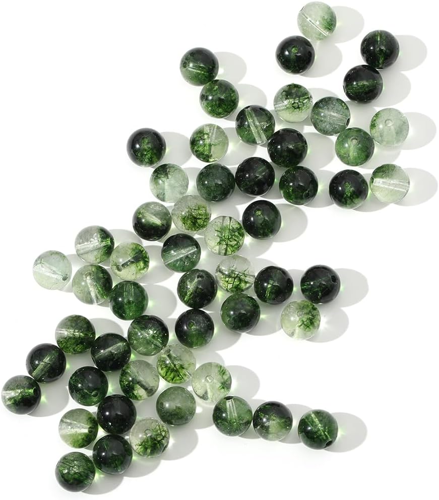 100pcs Natural Stone Loose Beads 10mm Green Peridot Jasper Gemstone Spacer Beads Round Smooth for Jewelry Making DIY Necklaces Bracelet