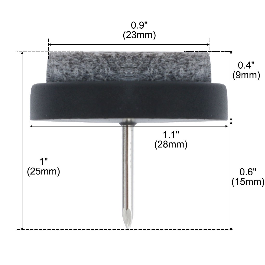 Ruilogod Las clavijas de fieltro deslizan el protector de piso reduce el ruido anti-arañazos antideslizantes para la mesa de la silla de la silla de los muebles Paquetes de la pierna de las patas de l