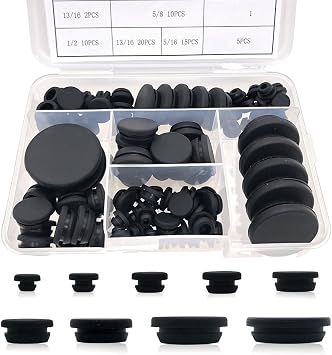 102PCS Silicone Hole Plug Kit - 9 Sizes 3/16" 1/4" 5/16" 3/8" 1/2" 5/8" 3/4" 1" 1-3/16" - Snap Locking Round Hole Plugs for Automotive Hole Plug Drain Plugs Bottle Stoppers, Furniture etc.